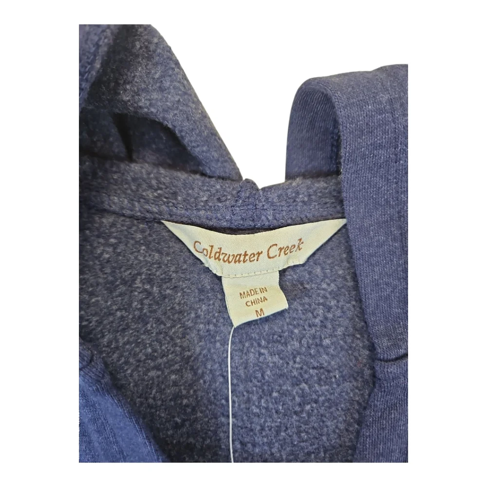 Coldwater Creek Heather Blue Raw Hem Fleece 2 Button Jacket Size M - Picture 4 of 9